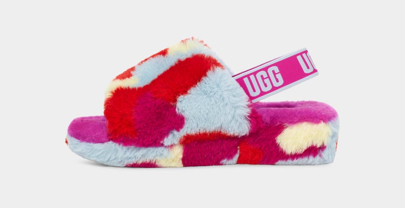 Pink Ugg Fluff Yeah Camopop Women's Slippers | South Africa-7128396