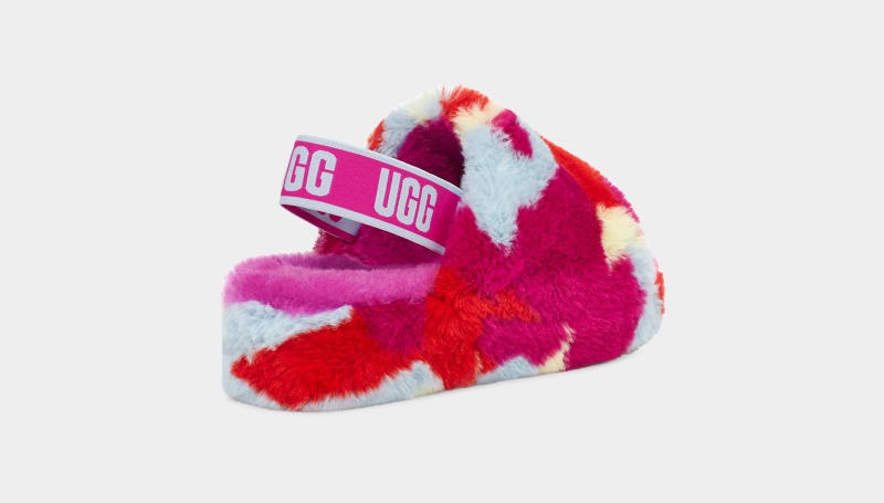 Pink Ugg Fluff Yeah Camopop Women's Slippers | South Africa-7128396