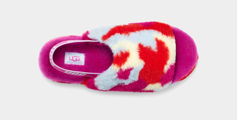 Pink Ugg Fluff Yeah Camopop Women's Slippers | South Africa-7128396