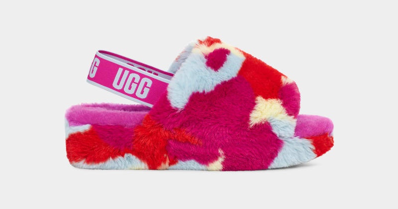 Pink Ugg Fluff Yeah Camopop Women\'s Slippers | South Africa-7128396