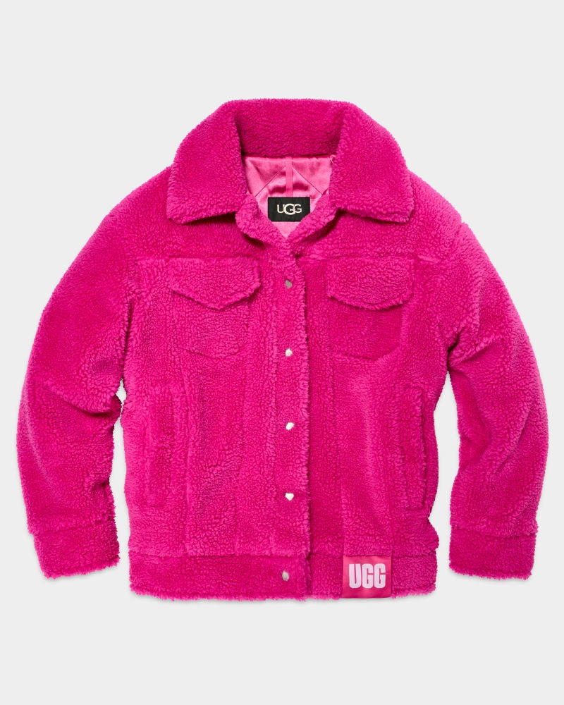 Pink Ugg Frankie Sherpa Trucker Women's Jackets | South Africa-0963874