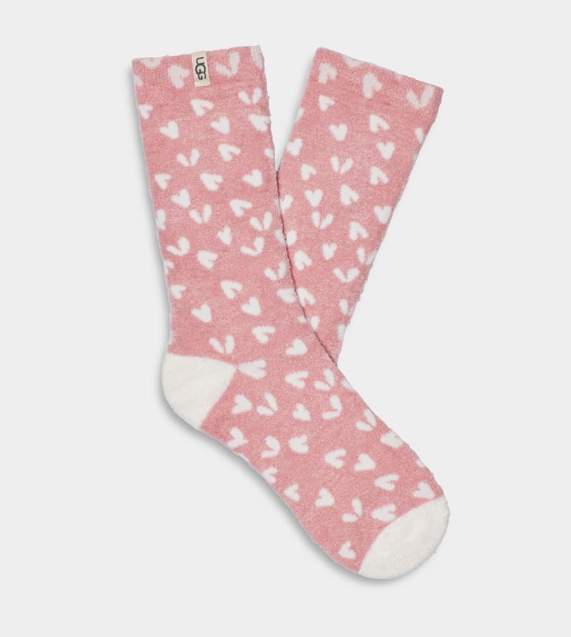 Pink Ugg Leslie Graphic Crew Women's Socks | South Africa-3658241