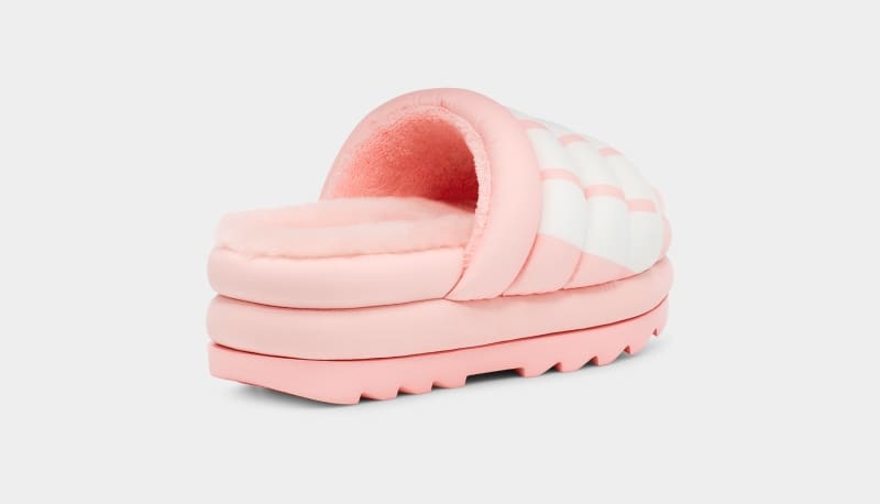 Pink Ugg Maxi Logo Women's Slides | South Africa-4592178