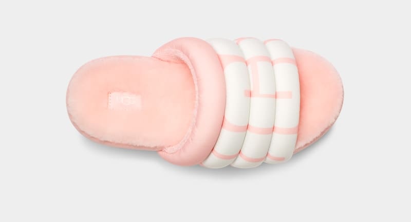 Pink Ugg Maxi Logo Women's Slides | South Africa-4592178