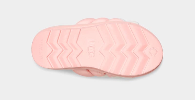 Pink Ugg Maxi Logo Women's Slides | South Africa-4592178