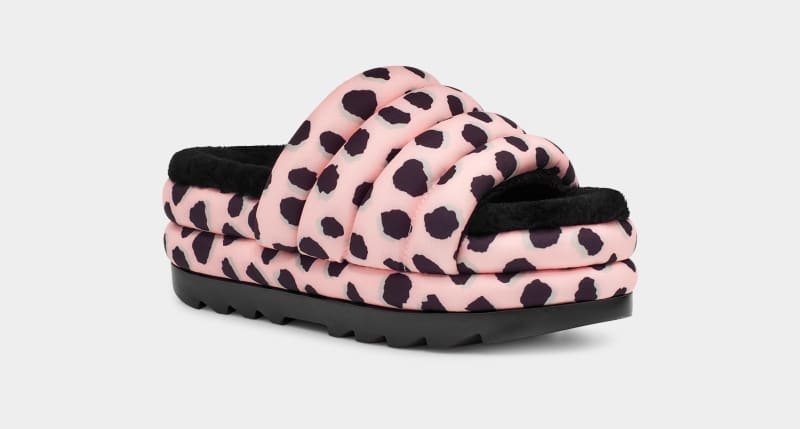 Pink Ugg Maxi Slide Cheetah Print Women's Slippers | South Africa-4237608