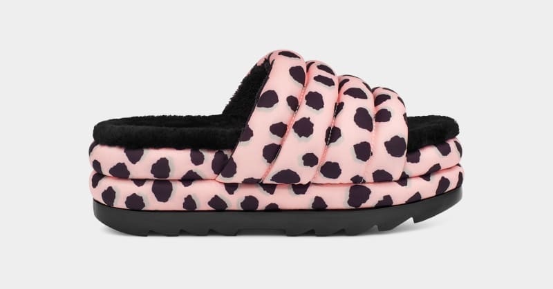 Pink Ugg Maxi Slide Cheetah Print Women\'s Slippers | South Africa-4237608