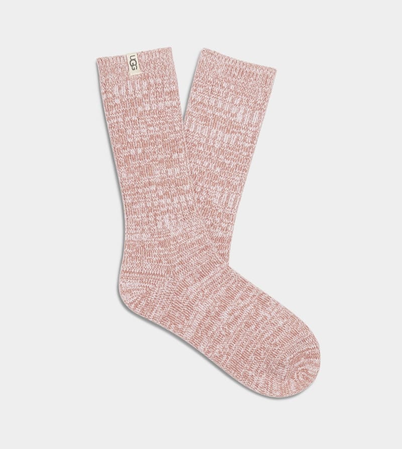 Pink Ugg Rib Knit Slouchy Crew Women\'s Socks | South Africa-4207861