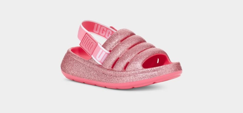 Pink Ugg Sport Yeah Glitter Kids' Slippers | South Africa-5017923