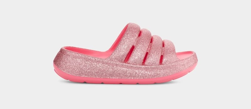 Pink Ugg Sport Yeah Glitter Kids' Slippers | South Africa-5017923