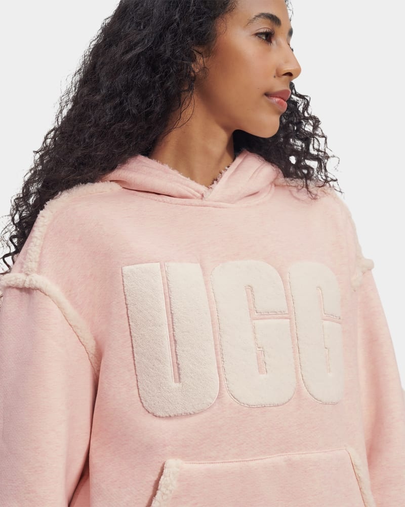 Pink White Ugg Joanne B Fleece Logo Women's Hoodie | South Africa-0697438