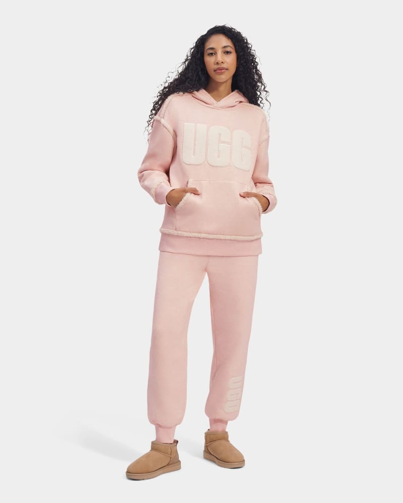 Pink White Ugg Joanne B Fleece Logo Women's Hoodie | South Africa-0697438