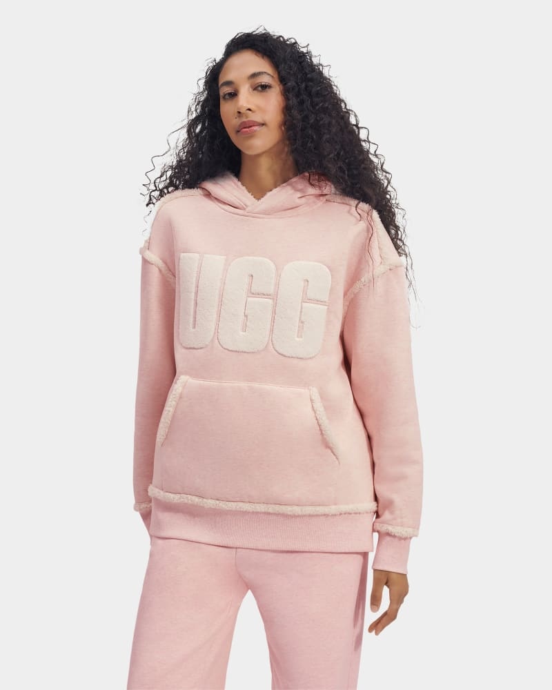 Pink White Ugg Joanne B Fleece Logo Women\'s Hoodie | South Africa-0697438