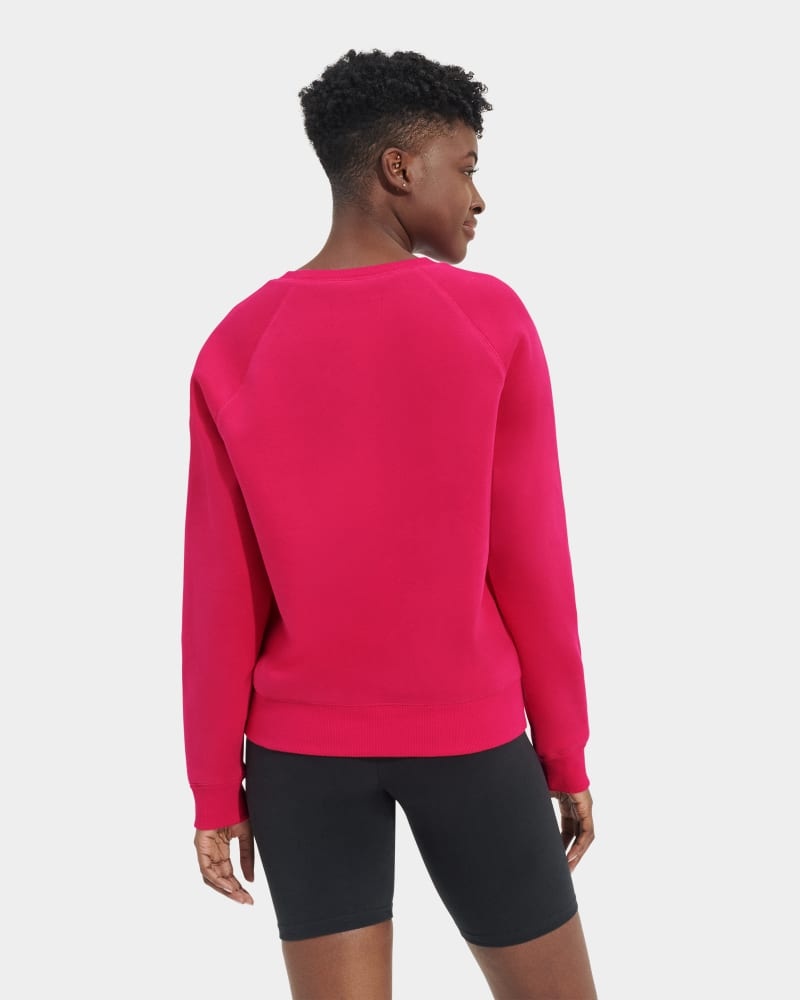 Pink / Dark Red Ugg Madeline Fuzzy Logo Crewneck Women's Sweatshirts | South Africa-9853472