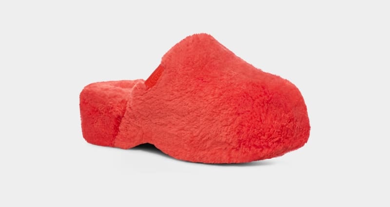 Red Ugg Fuzz Sugar Clog Women's Slippers | South Africa-1265783