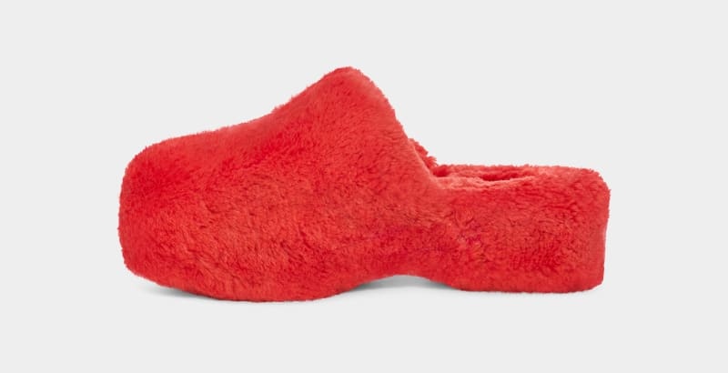 Red Ugg Fuzz Sugar Clog Women's Slippers | South Africa-1265783