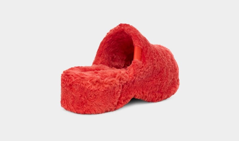 Red Ugg Fuzz Sugar Clog Women's Slippers | South Africa-1265783