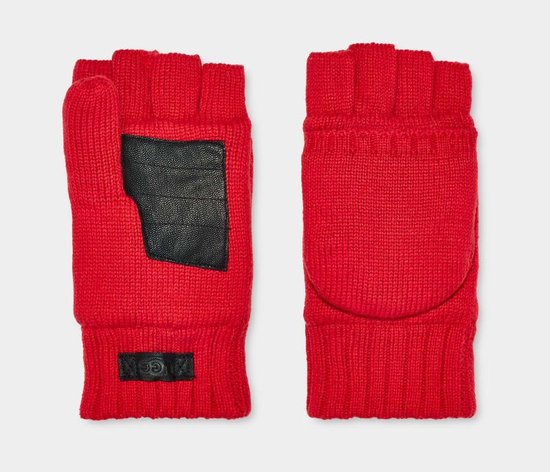 Red Ugg Knit Flip Men's Mittens | South Africa-3472086