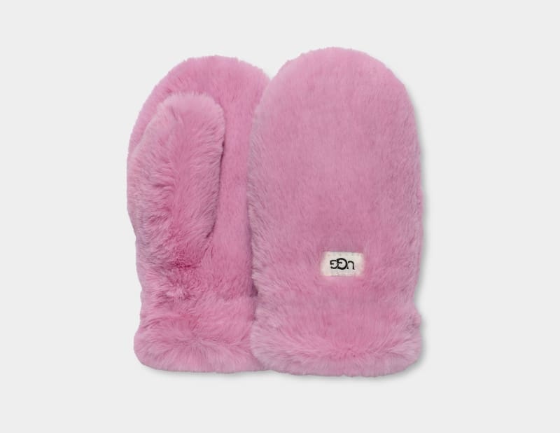 Rose Ugg Faux Fur Kids\' Mittens | South Africa-4395182