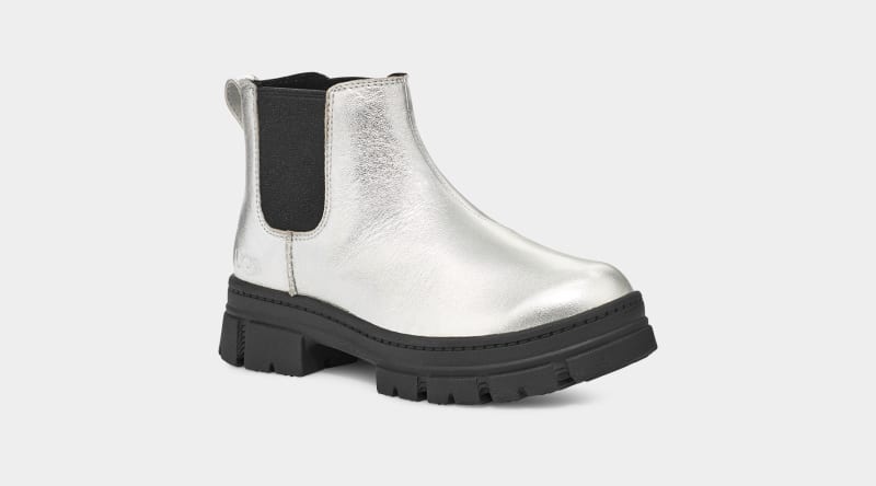 Silver Metal Ugg Ashton Leather Kids' Chelsea Boots | South Africa-8769032