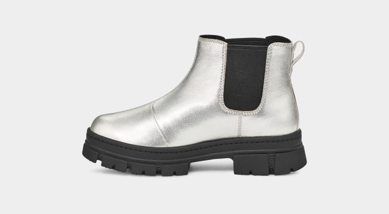 Silver Metal Ugg Ashton Leather Kids' Chelsea Boots | South Africa-8769032