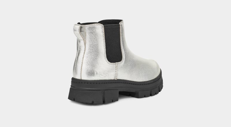 Silver Metal Ugg Ashton Leather Kids' Chelsea Boots | South Africa-8769032