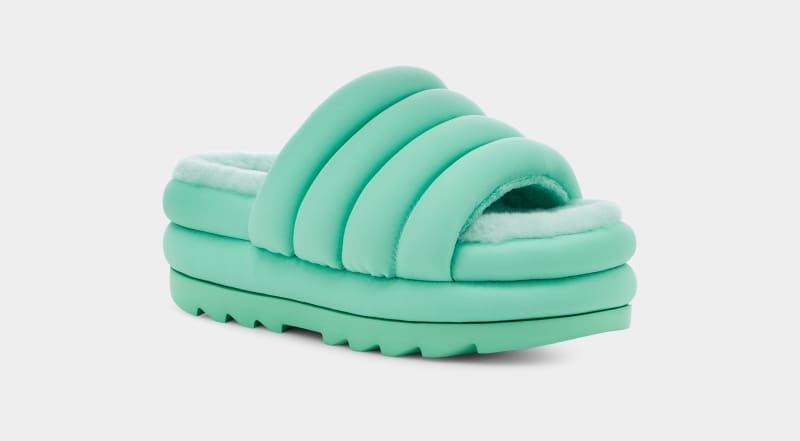 Turquoise Ugg Maxi Women's Slides | South Africa-6254130