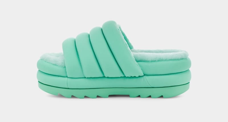 Turquoise Ugg Maxi Women's Slides | South Africa-6254130