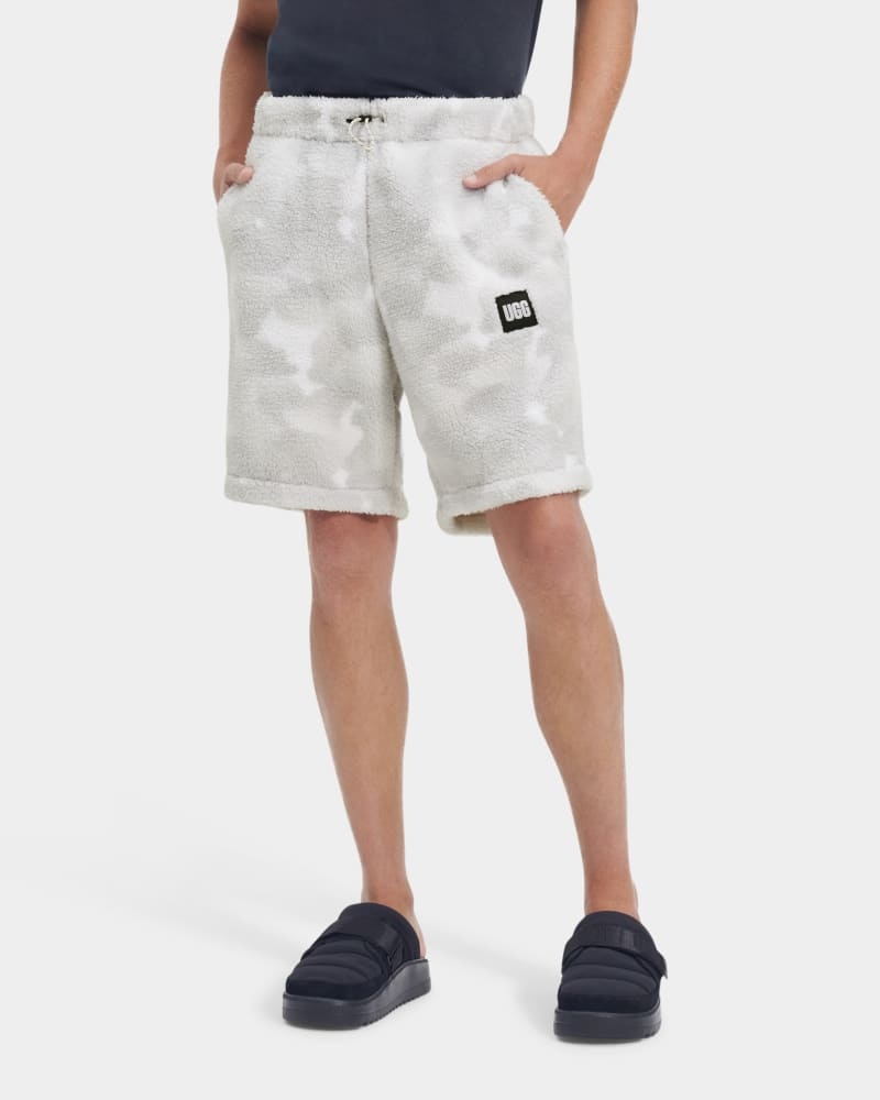 White Camo Ugg Eckard Sherpa Men's Shorts | South Africa-1403962