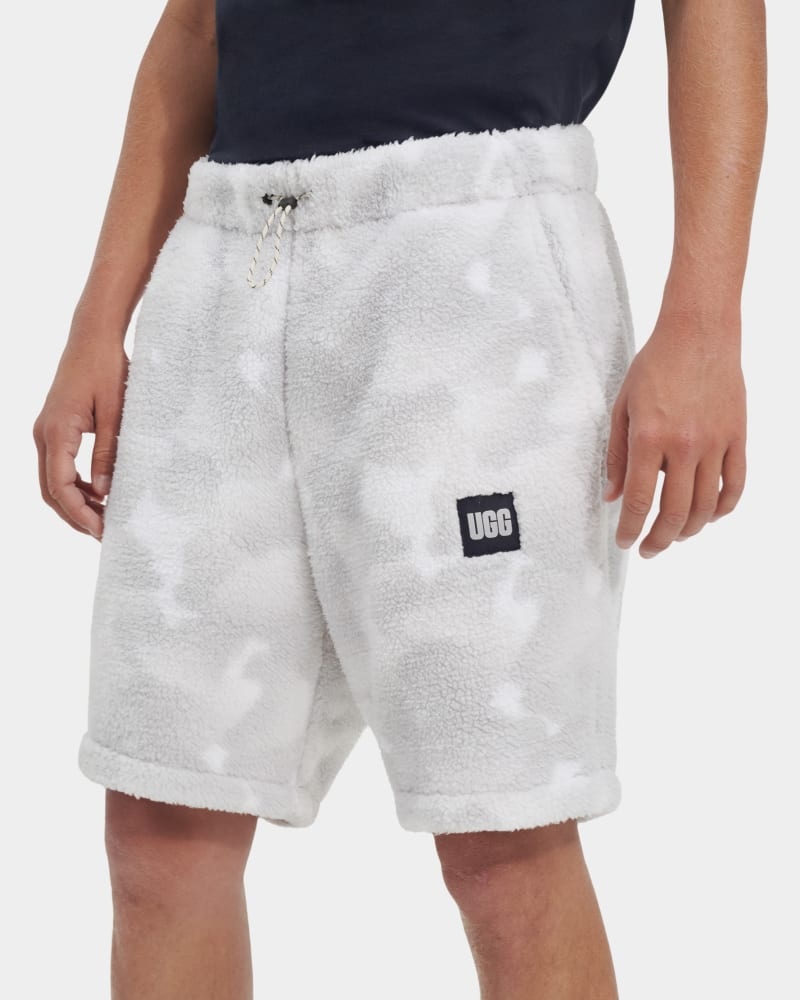 White Camo Ugg Eckard Sherpa Men's Shorts | South Africa-1403962