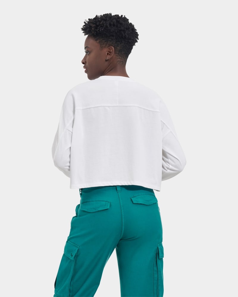 White Ugg Delylah Long Sleeve Crop Women's Tops | South Africa-5072648