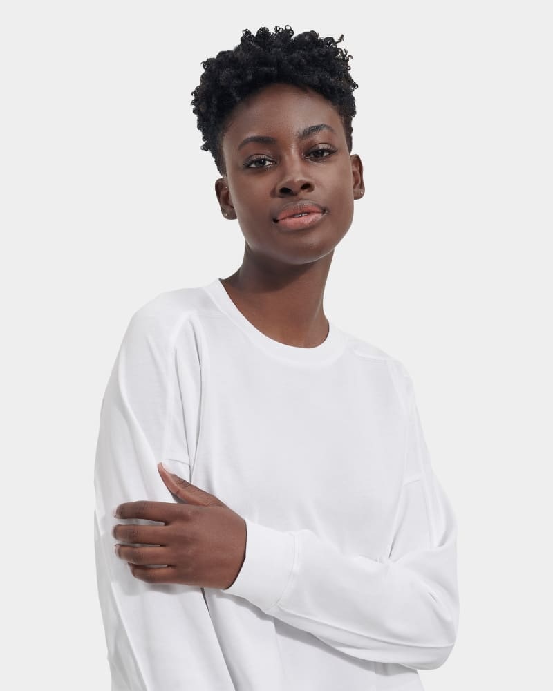 White Ugg Delylah Long Sleeve Crop Women's Tops | South Africa-5072648