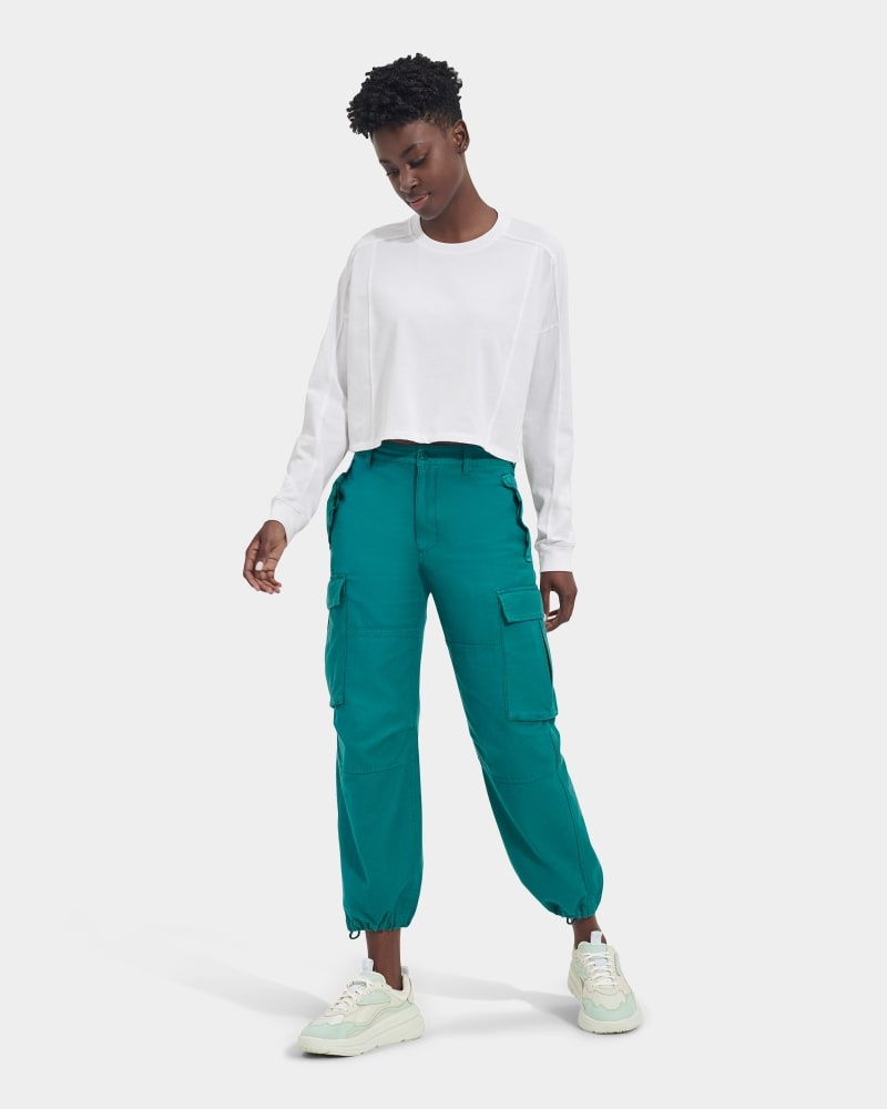 White Ugg Delylah Long Sleeve Crop Women's Tops | South Africa-5072648