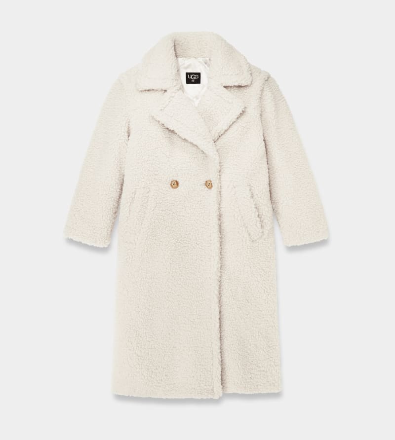 White Ugg Gertrude Long Teddy Women's Coats | South Africa-3142705