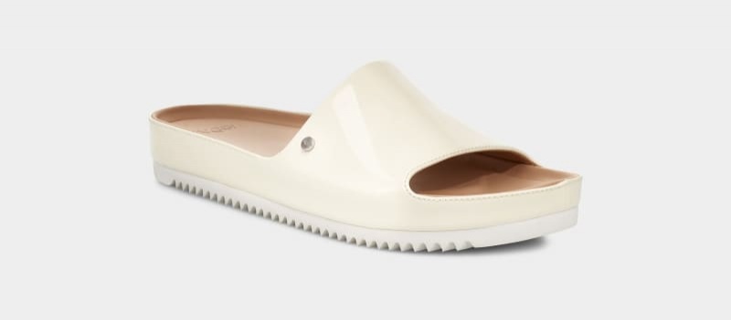 White Ugg Jane Patent Women's Slides | South Africa-2896701