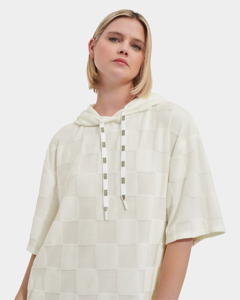 White Ugg Kassey Hooded Check Women's Dress | South Africa-8750421