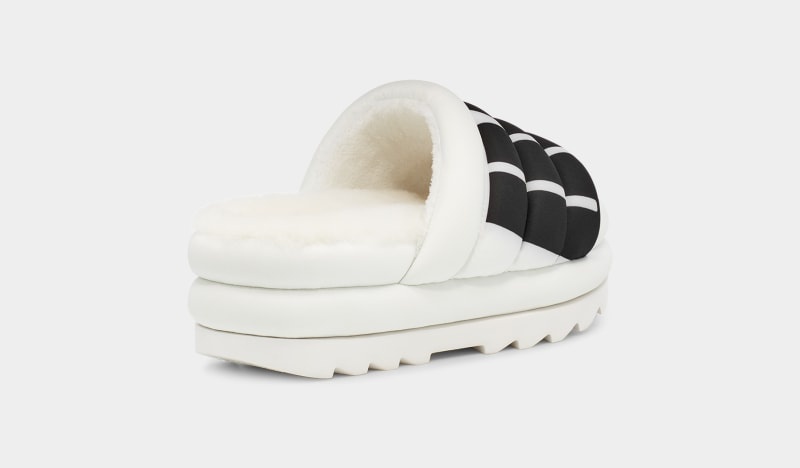 White Ugg Maxi Logo Women's Slides | South Africa-6254938