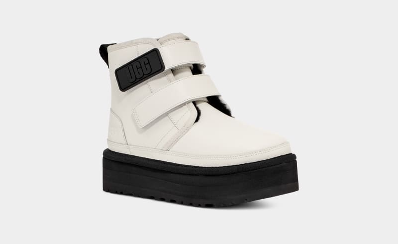 White Ugg Neumel Platform Leather Kids' Boots | South Africa-2307591