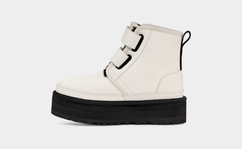 White Ugg Neumel Platform Leather Kids' Boots | South Africa-2307591