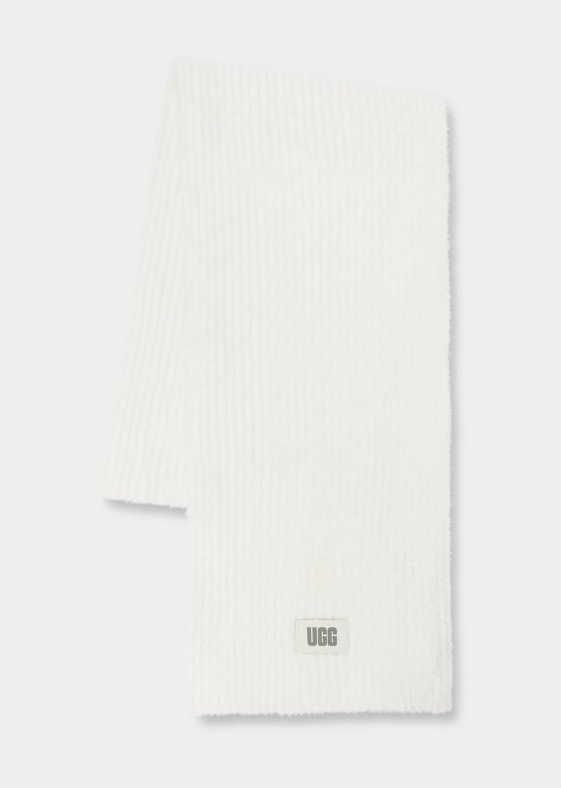 White Ugg Plait Plush Knit Women's Scarf | South Africa-3561420