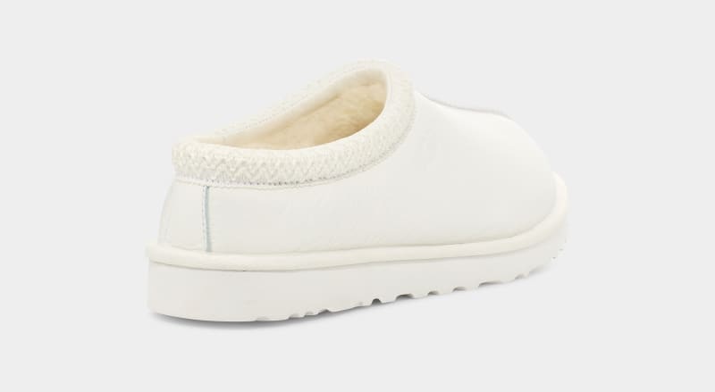 White Ugg Tasman Leather Men's Slippers | South Africa-5178096