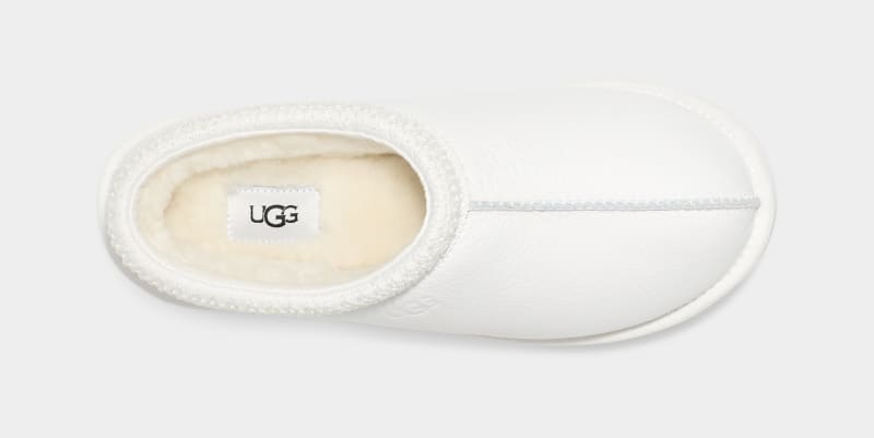 White Ugg Tasman Leather Men's Slippers | South Africa-5178096