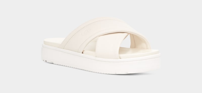 White Ugg Zayne Crossband Women's Slides | South Africa-4501239