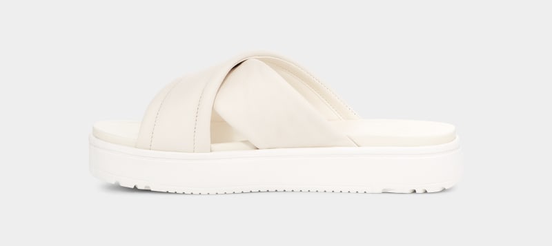 White Ugg Zayne Crossband Women's Slides | South Africa-4501239