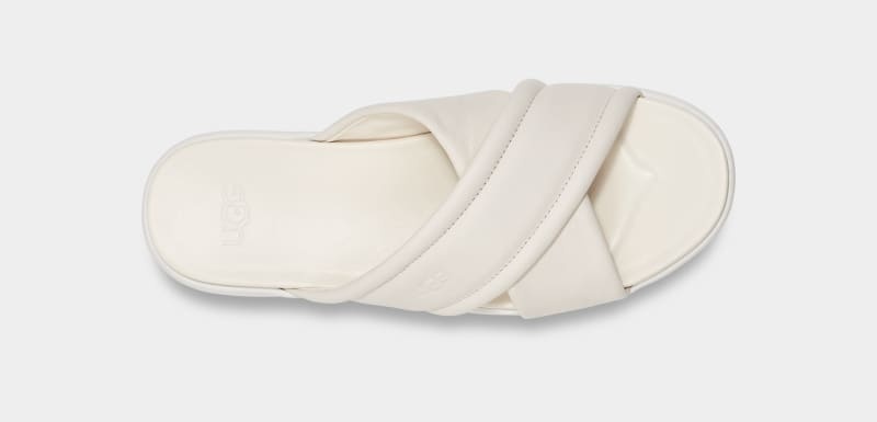 White Ugg Zayne Crossband Women's Slides | South Africa-4501239