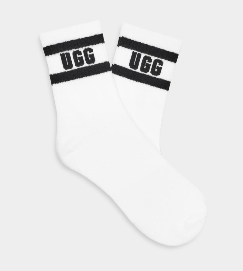 White / Black Ugg Dierson Logo Quarter Women\'s Socks | South Africa-5120967