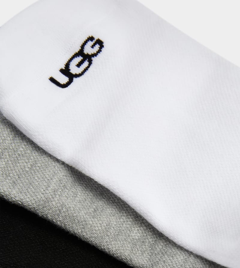 White / Grey / Black Ugg Oliver No Show 3 Pack Men's Socks | South Africa-2140657