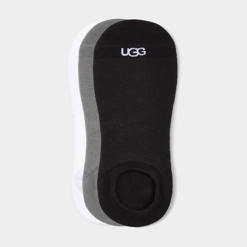 White / Grey / Black Ugg Oliver No Show 3 Pack Men's Socks | South Africa-2140657