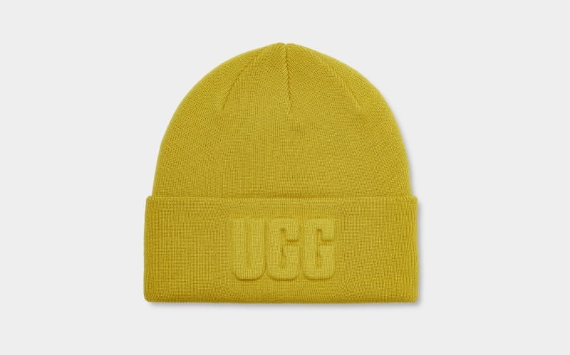 Yellow Ugg 3d Graphic Logo Women\'s Beanie | South Africa-7062439